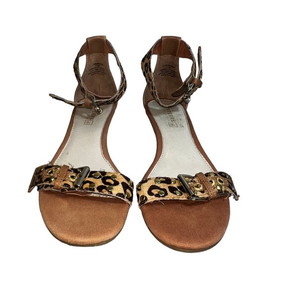 Like New SPERRY Lynnbrook Leather Animal Print Ankle Strap Sandals Size … - Picture 3 of 8